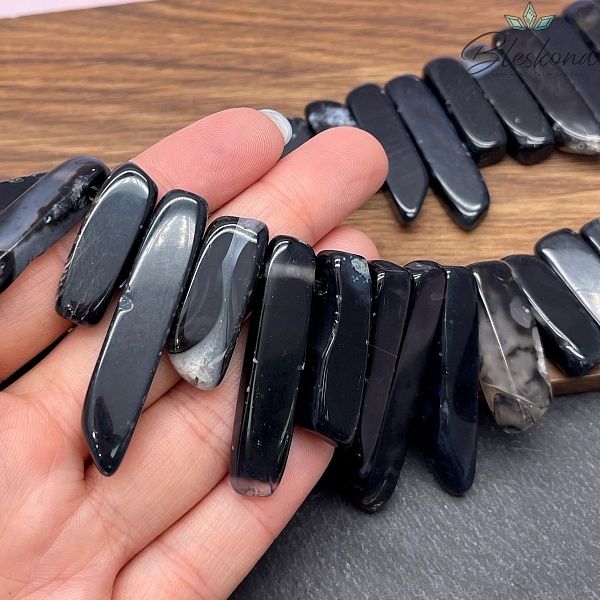 Агат черный с прожилками бруски (20-45)*(9-11) мм