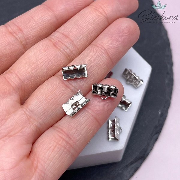 10*7 мм Цвет серебро, Зажим-Концевик для шнура